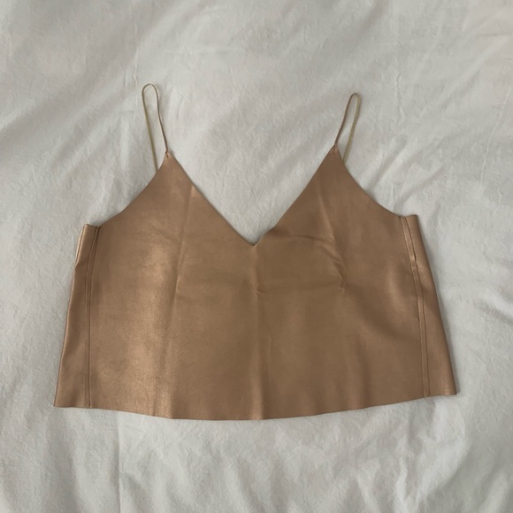 Zara Gold Suede Top - Picture 1 of 4
